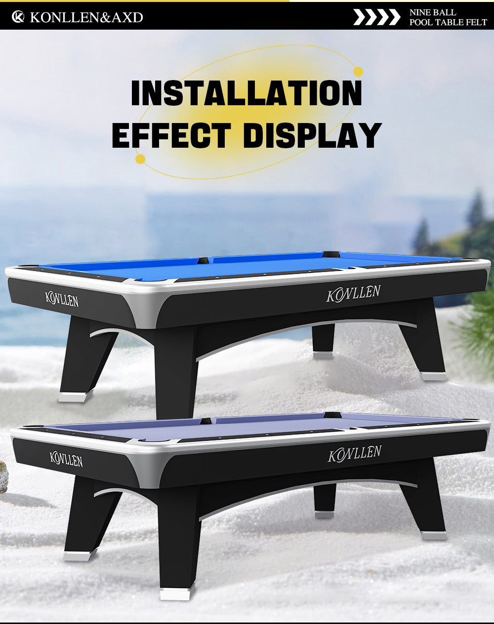 Taplak meja biliar Set 9 ft