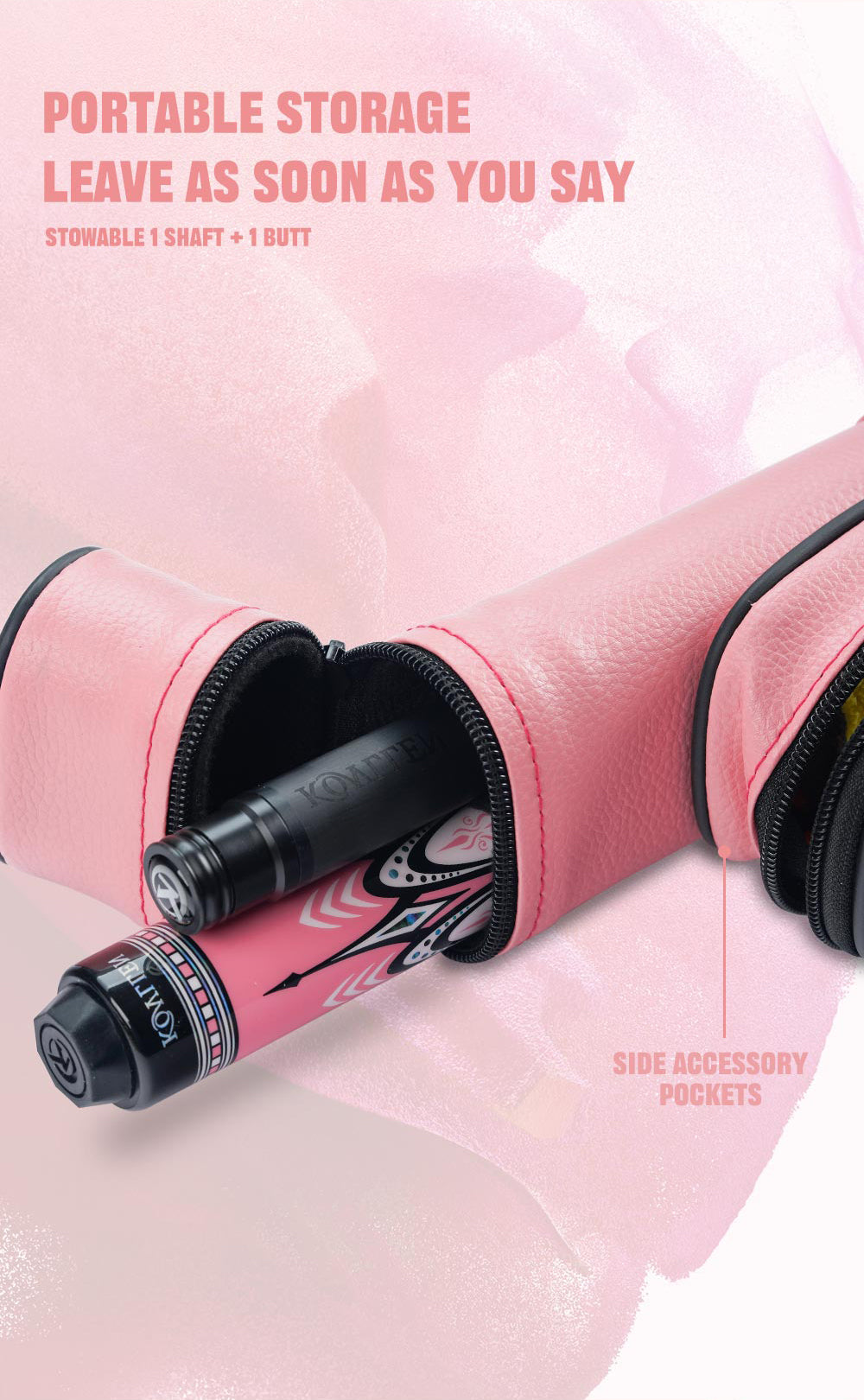 PU pink hard case- 1 Butt x 1 Shaft
