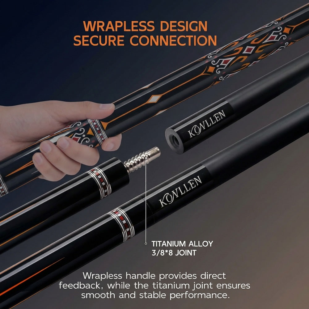 Konllen Kaleidoscope Series – Ember / No Wrap Pool Cue – AK-15F - 12.5mm