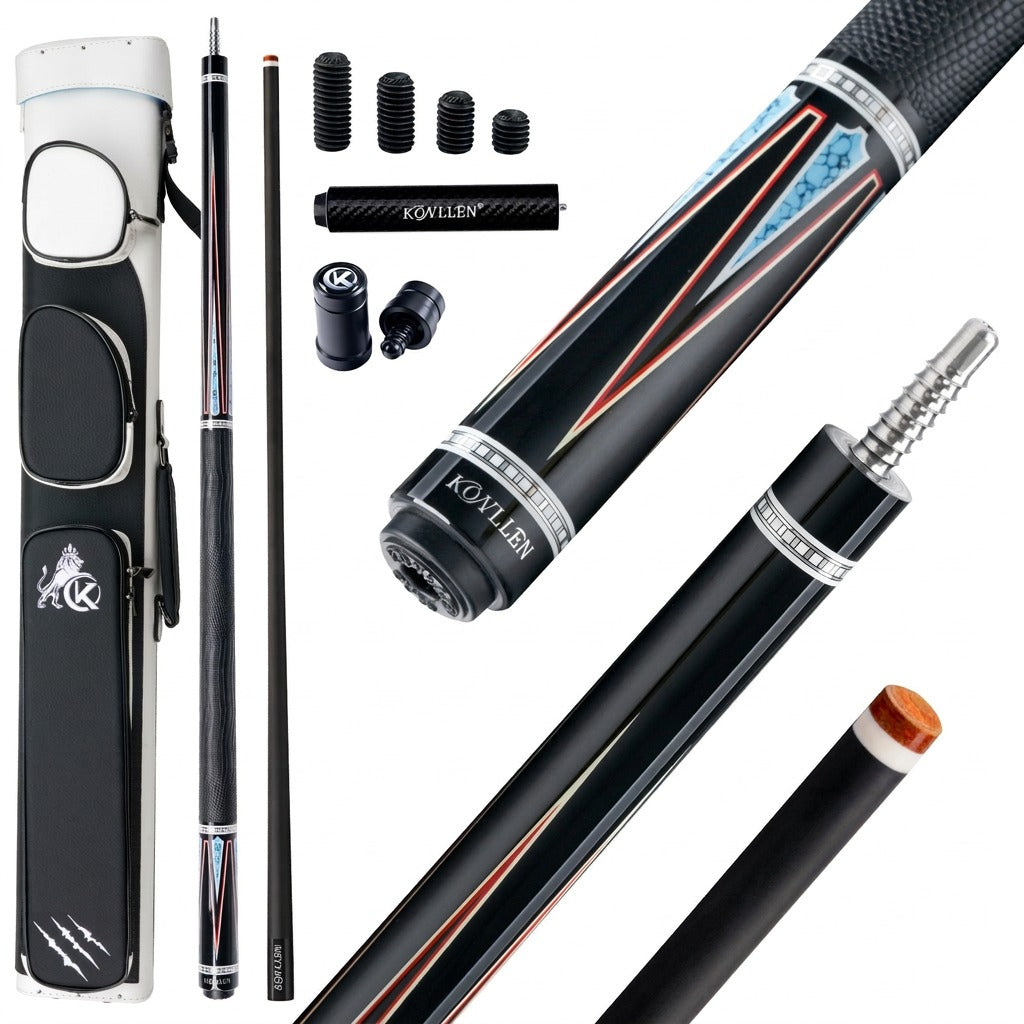 Konllen Spectra Series – Midnight Black / Celestial Blue Pool Cue – AK-08F - 12.5mm