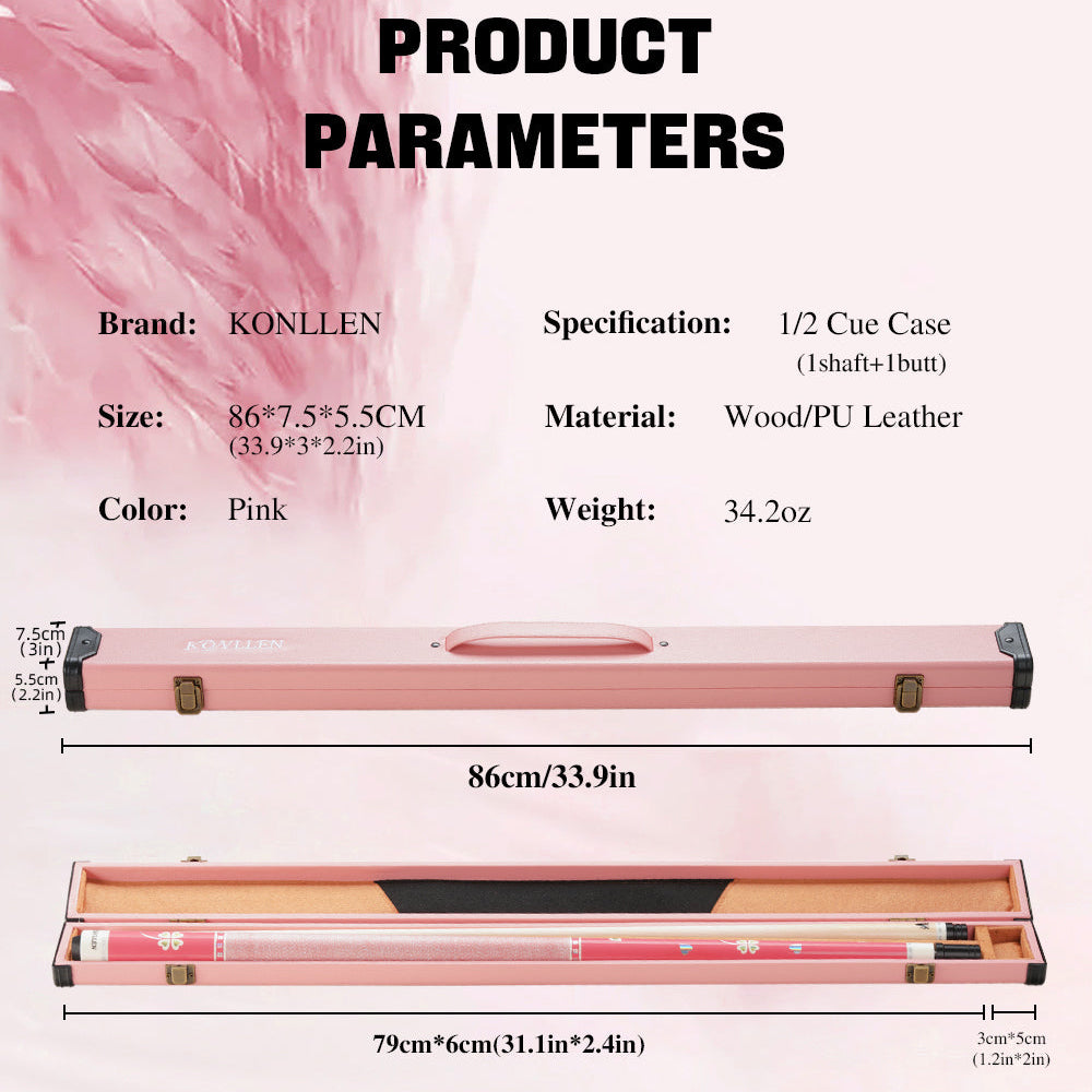 Konllen PU Pink Hard Wooden Box - 1 Butt x 1 Shaft