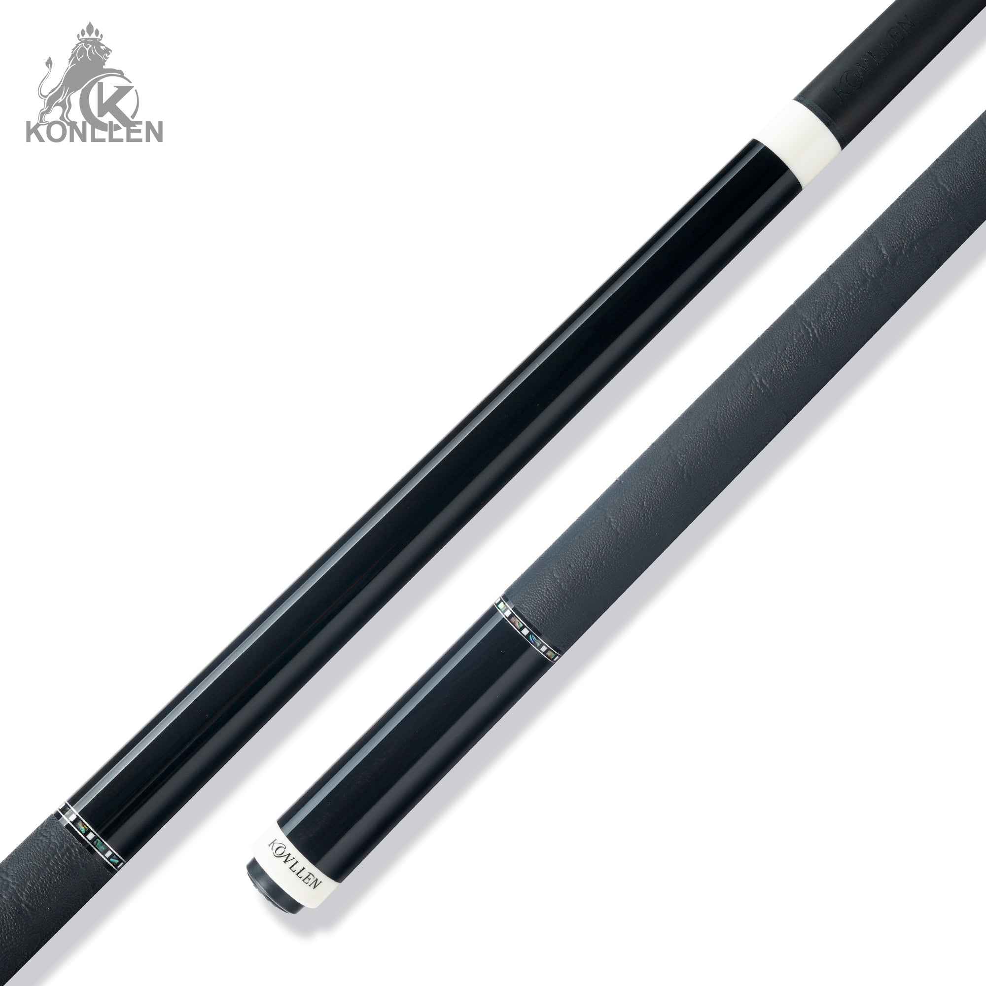 KONLLEN BK10-12Fe Low Deflection Carbon Fiber Pool Cue Ebony Handmade Inlay - Elephant Ear Pattern