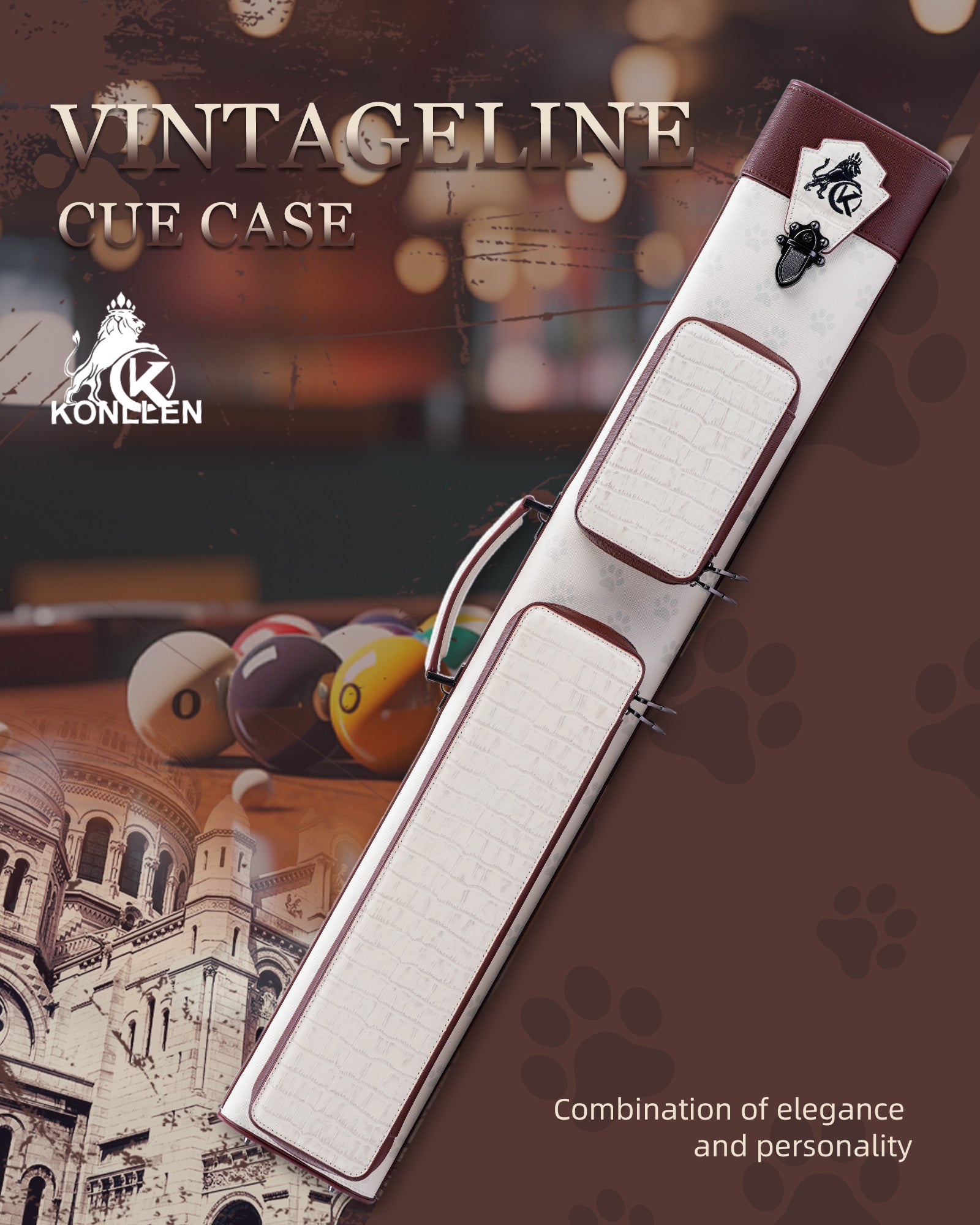 VintageLine Series 2x4 Pool Cue Case – 2 Butts & 4 Shafts