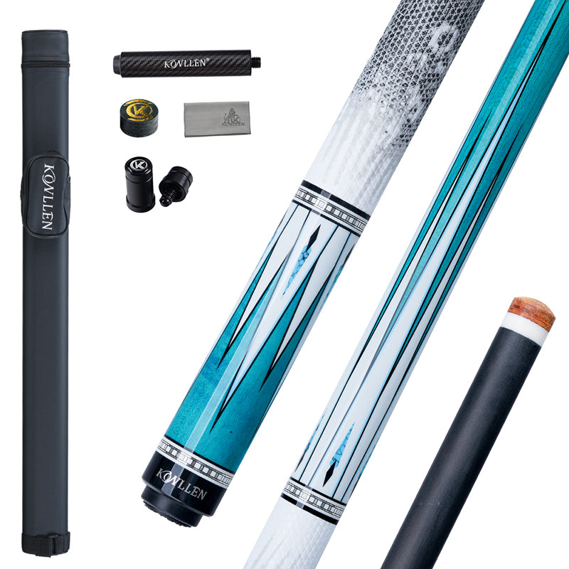 Konllen Spectra Series – Glacier White / Lake Blue Pool Cue – AK-05F - 12.5mm