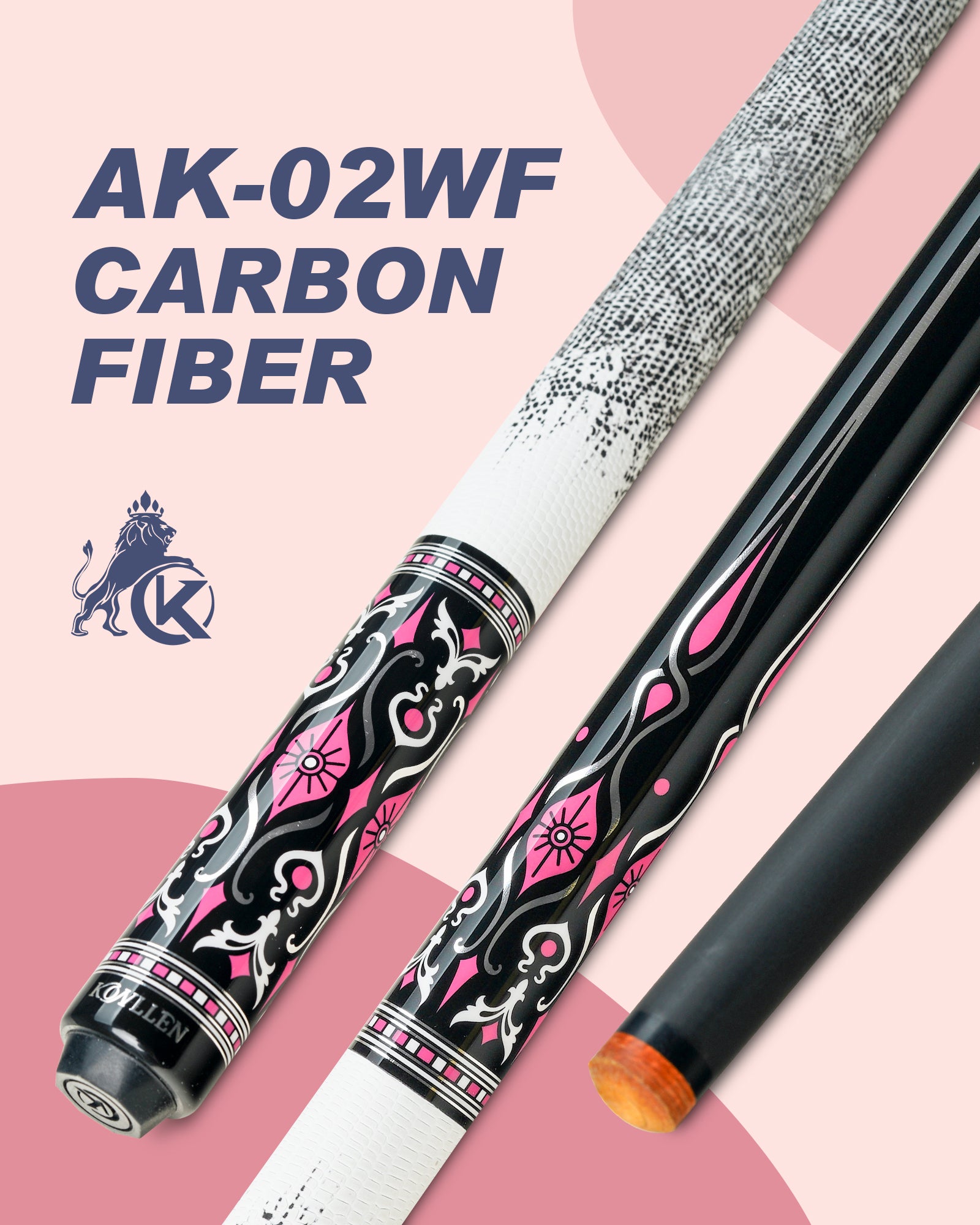 Konllen Blossom Series – Florelia / Lizard-grain Cowhide Grip Pool Cue – AK-02WF