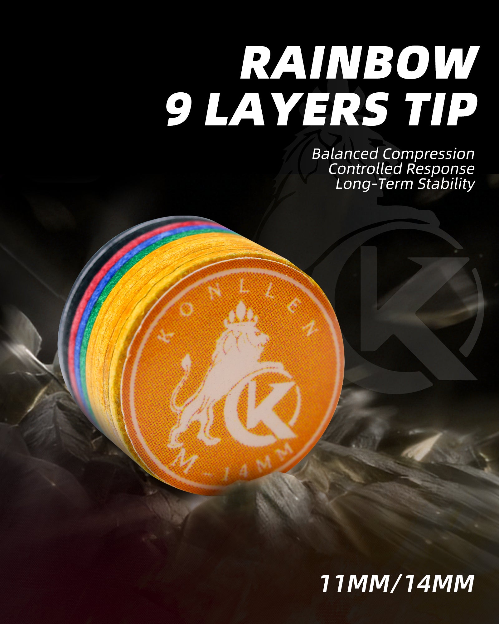 KONLLEN 9 Layers Rainbow Tip With Clear