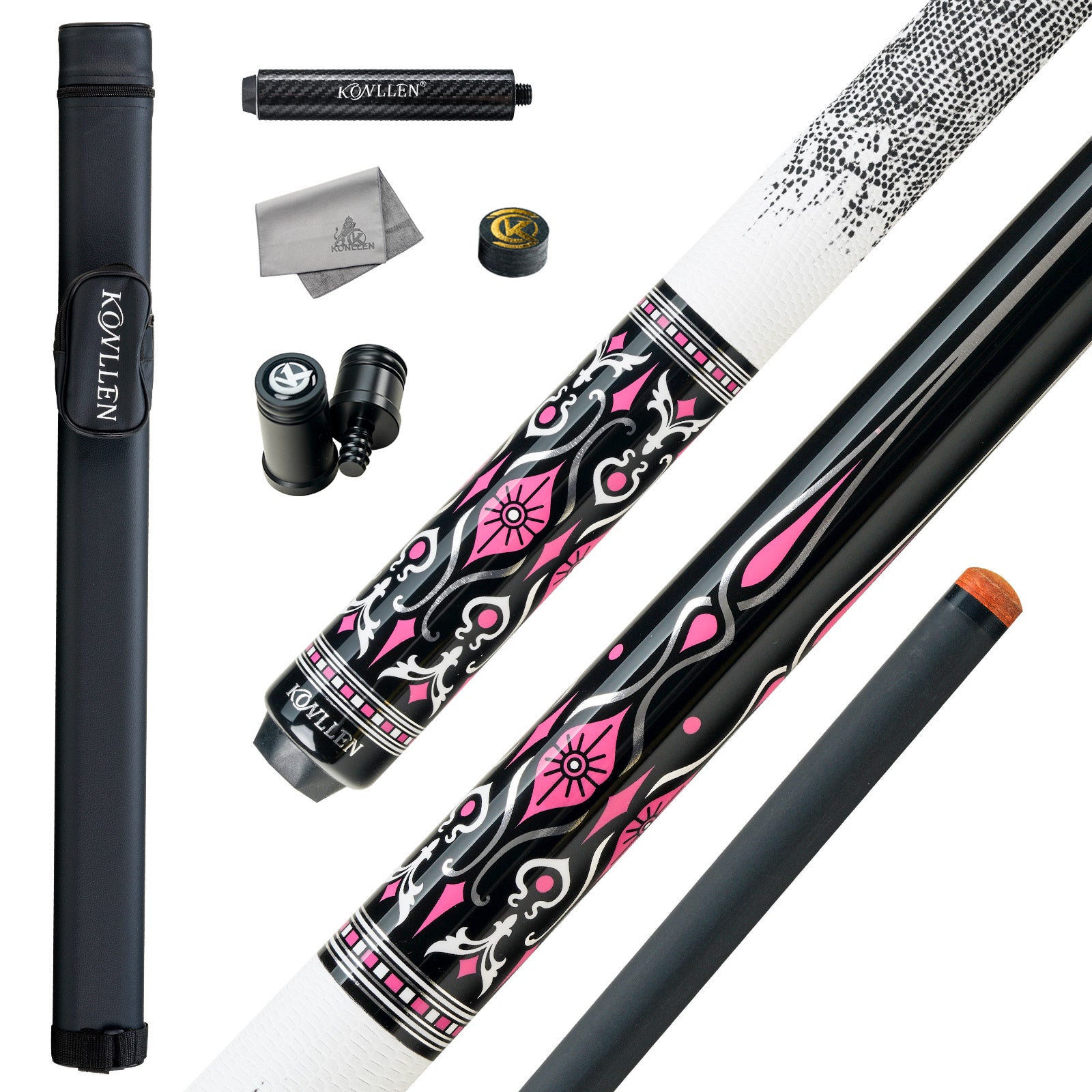 Konllen Blossom Series – Florelia / Lizard-grain Cowhide Grip Pool Cue – AK-02WF