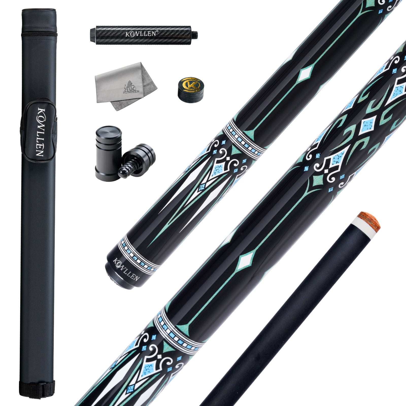 Konllen Kaleidoscope Series – Glacier / No Wrap Pool Cue – AK-15WBF - 12.5mm