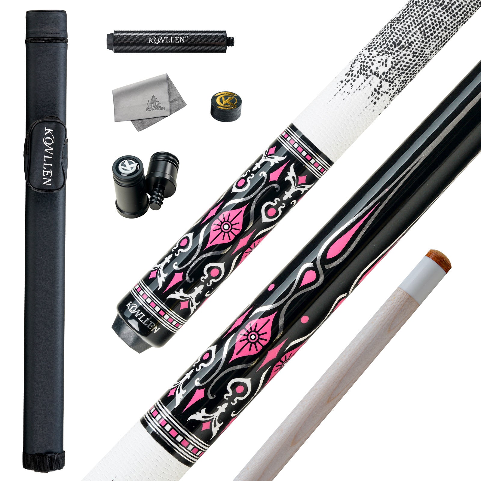 Konllen Blossom Series – Florelia / Lizard-grain Cowhide Grip Pool Cue – AK-02WF