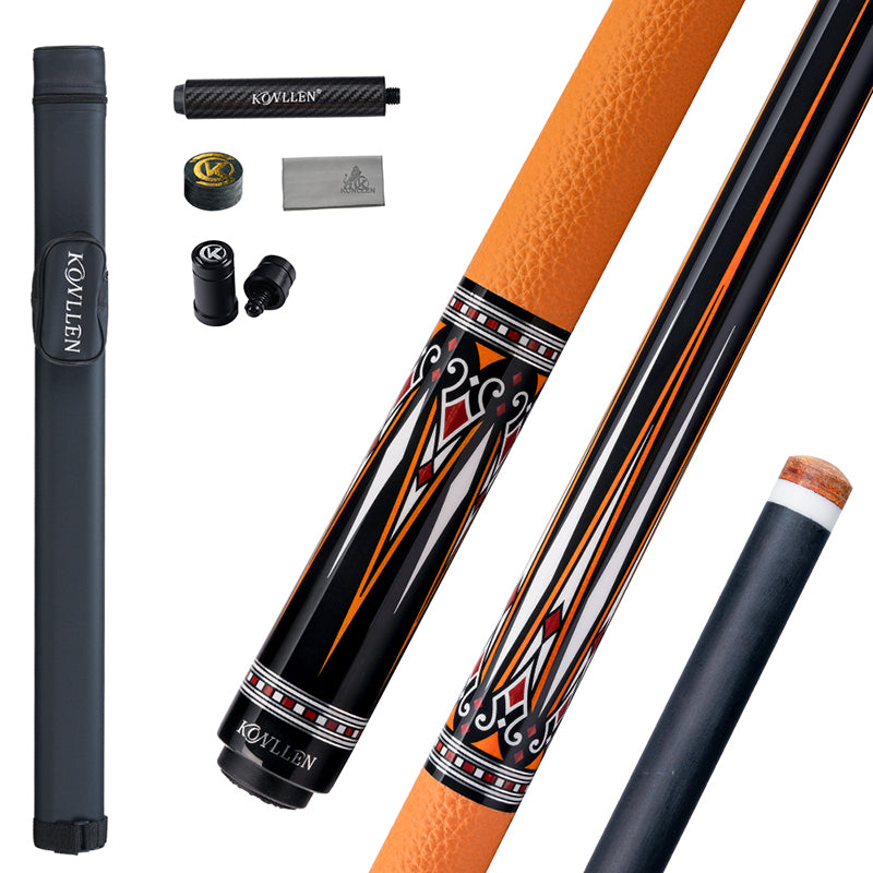 Konllen Kaleidoscope Series – Ember / Lychee-grain Cowhide Grip Pool Cue – AK-15YF - 12.5mm