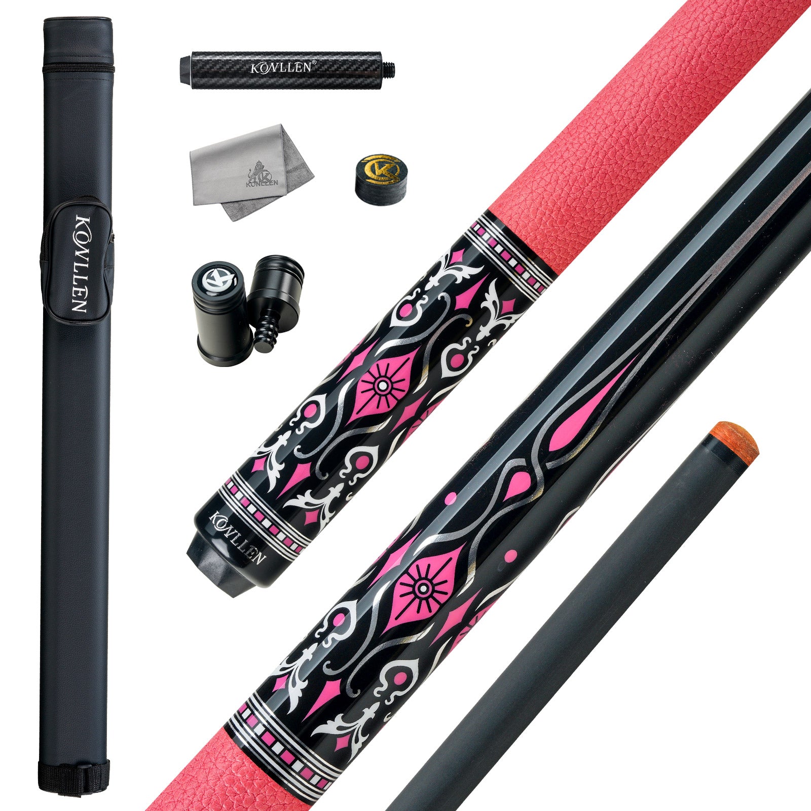 Konllen Blossom Series – Florelia / Lychee-grain Cowhide Grip Pool Cue – AK-02PF