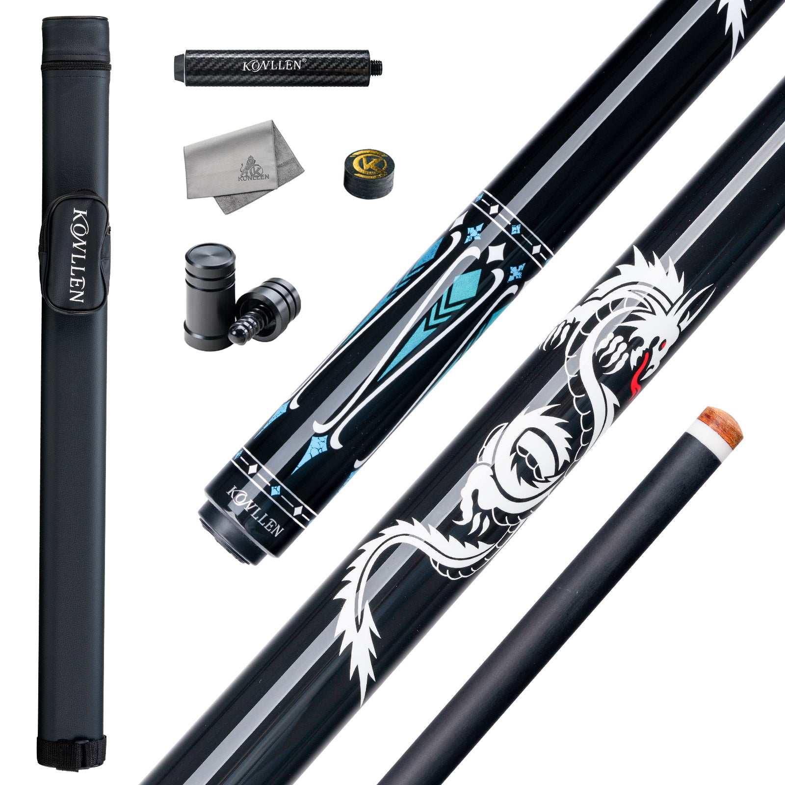 Konllen Dragon Series – Sapphire Blue Pool Cue – AK-10BF
