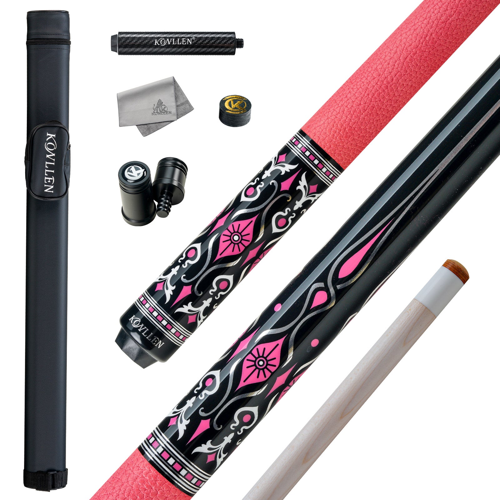 Konllen Blossom Series – Florelia / Lychee-grain Cowhide Grip Pool Cue – AK-02PF