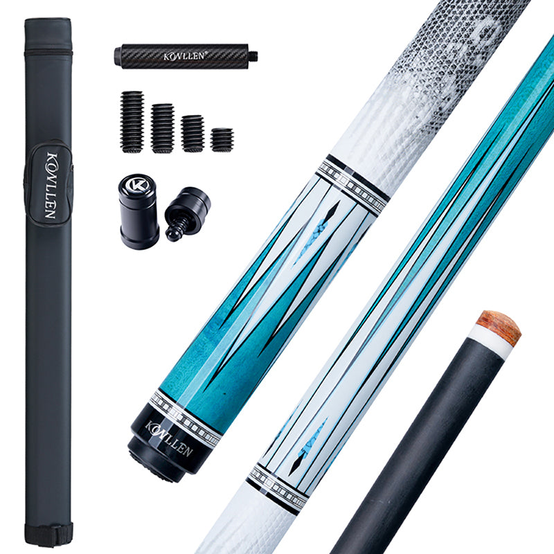 Konllen Spectra Series – Glacier White / Lake Blue Pool Cue – AK-05F - 12.5mm