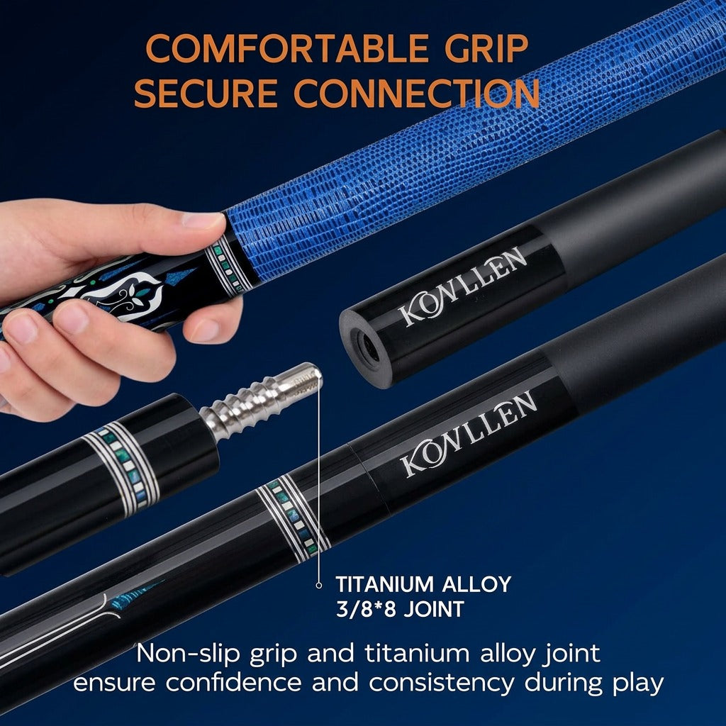 Konllen Spectra Series – Navy Sapphire Blue Pool Cue – AK-04F - 12.5mm