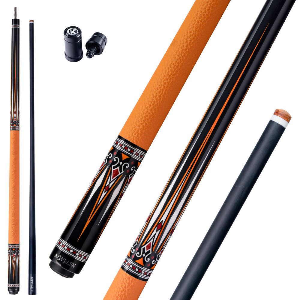 Konllen Kaleidoscope Series – Ember / Lychee-grain Cowhide Grip Pool Cue – AK-15YF