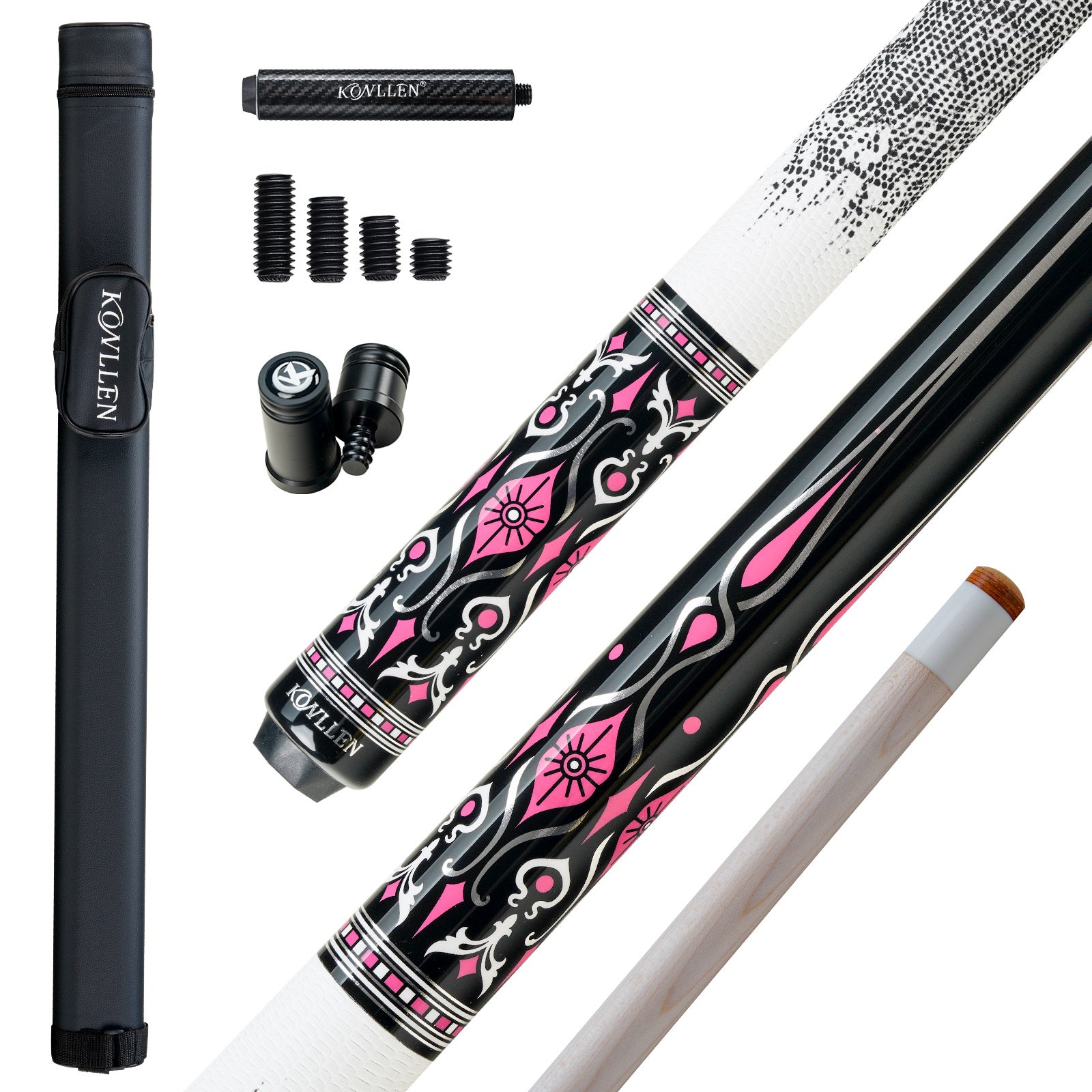 Konllen Blossom Series – Florelia / Lizard-grain Cowhide Grip Pool Cue – AK-02WF