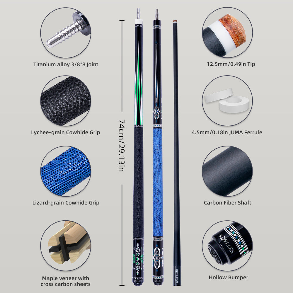 Konllen Spectra Series – Navy Sapphire Blue Pool Cue – AK-04F