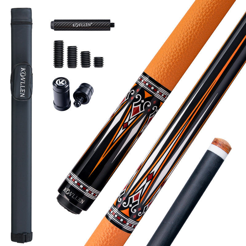 Konllen Kaleidoscope Series – Ember / Lychee-grain Cowhide Grip Pool Cue – AK-15YF - 12.5mm