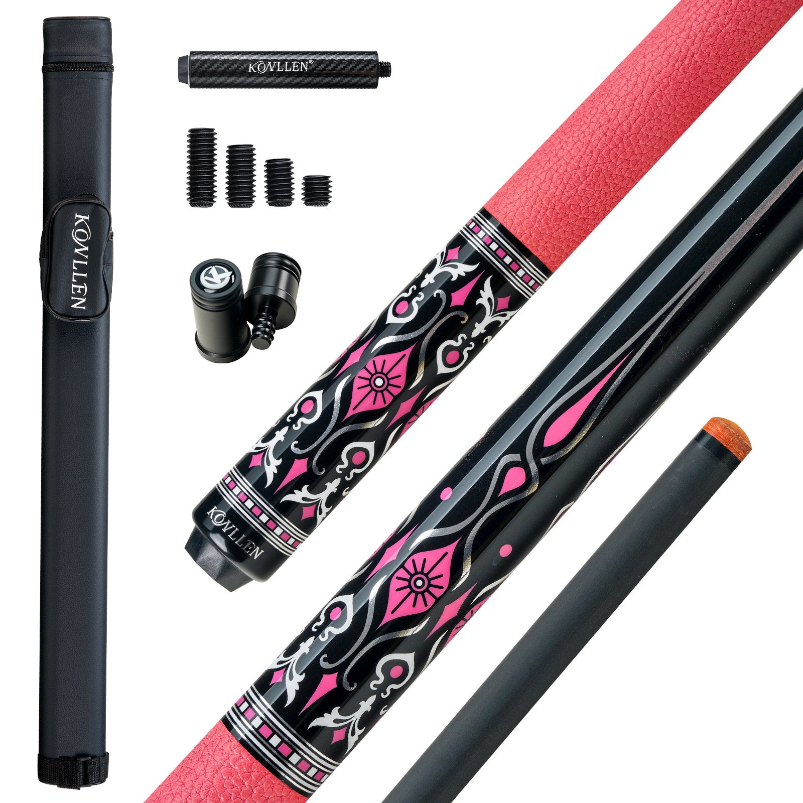 Konllen Blossom Series – Florelia / Lychee-grain Cowhide Grip Pool Cue – AK-02PF