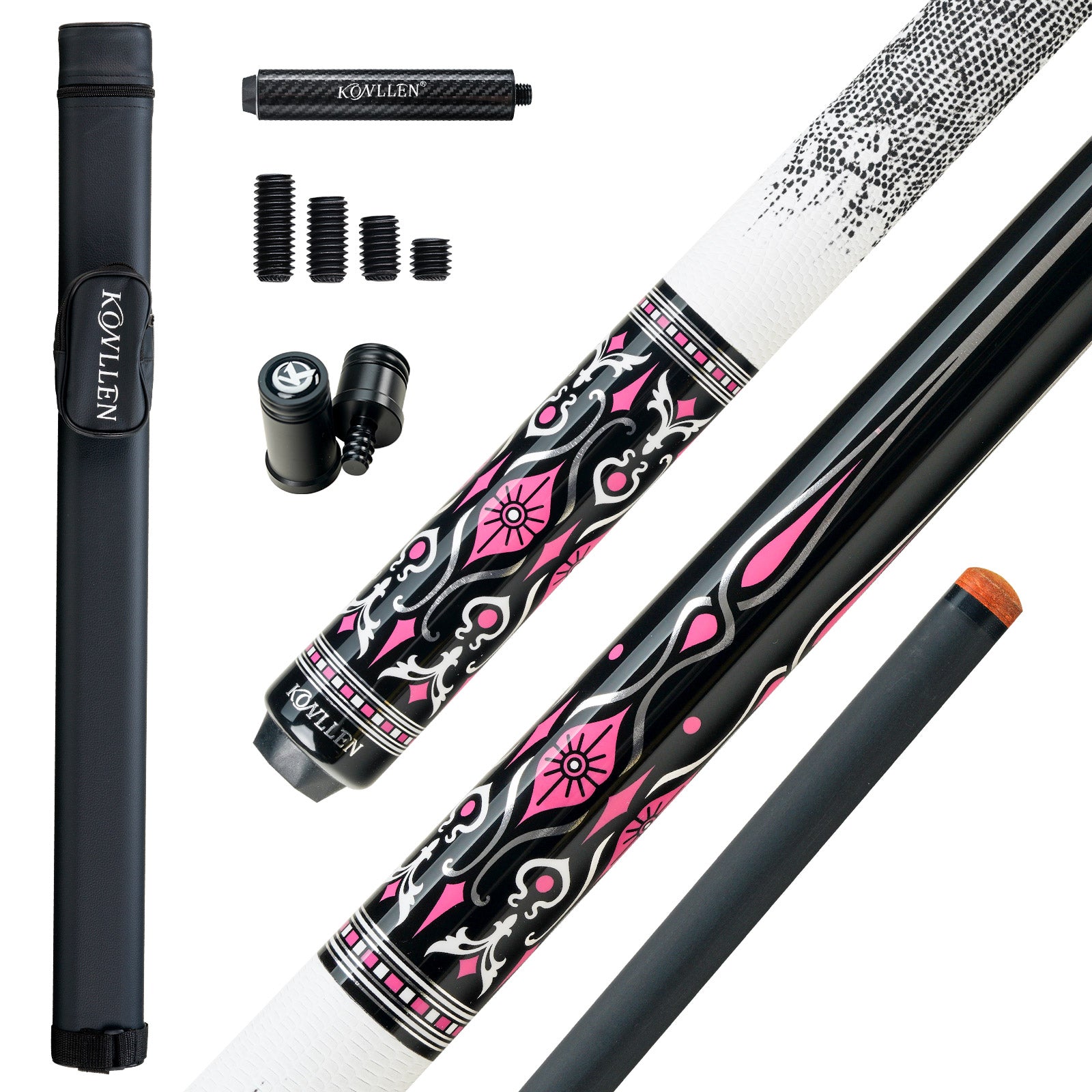 Konllen Blossom Series – Florelia / Lizard-grain Cowhide Grip Pool Cue – AK-02WF