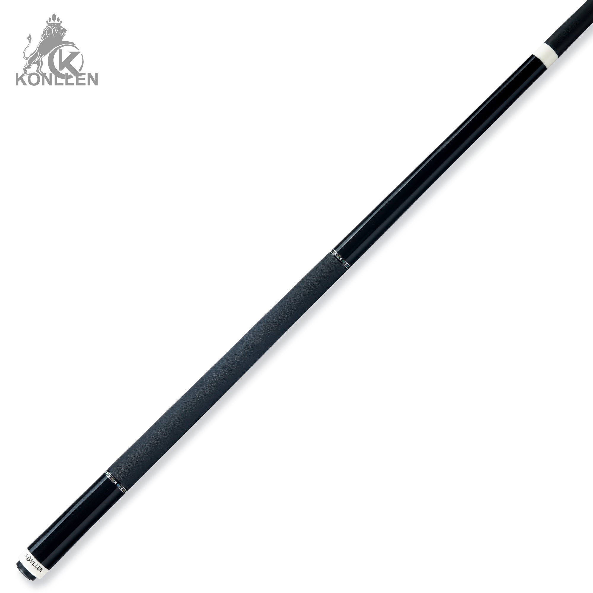 KONLLEN BK10-12Fe Low Deflection Carbon Fiber Pool Cue Ebony Handmade Inlay - Elephant Ear Pattern