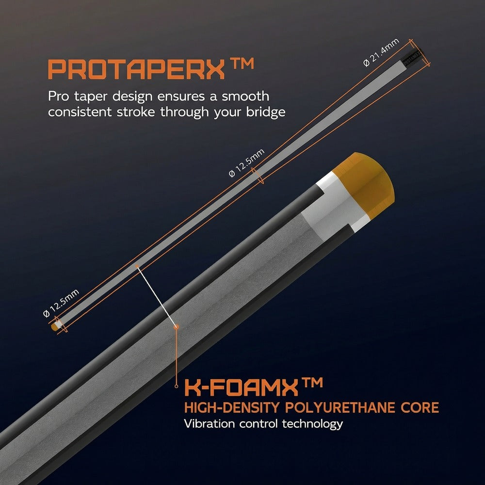 Konllen Kaleidoscope Series – Ember / No Wrap Pool Cue – AK-15F - 12.5mm