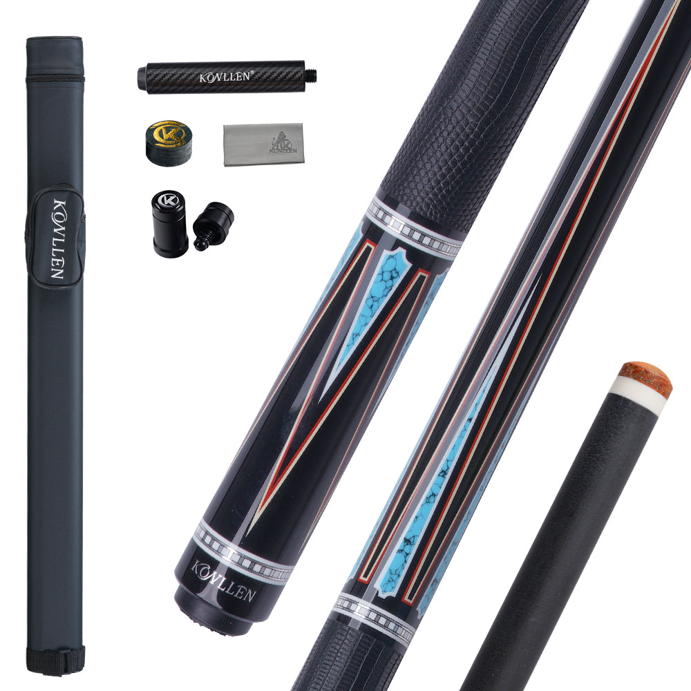 Konllen Spectra Series – Midnight Black / Celestial Blue Pool Cue – AK-08F - 12.5mm