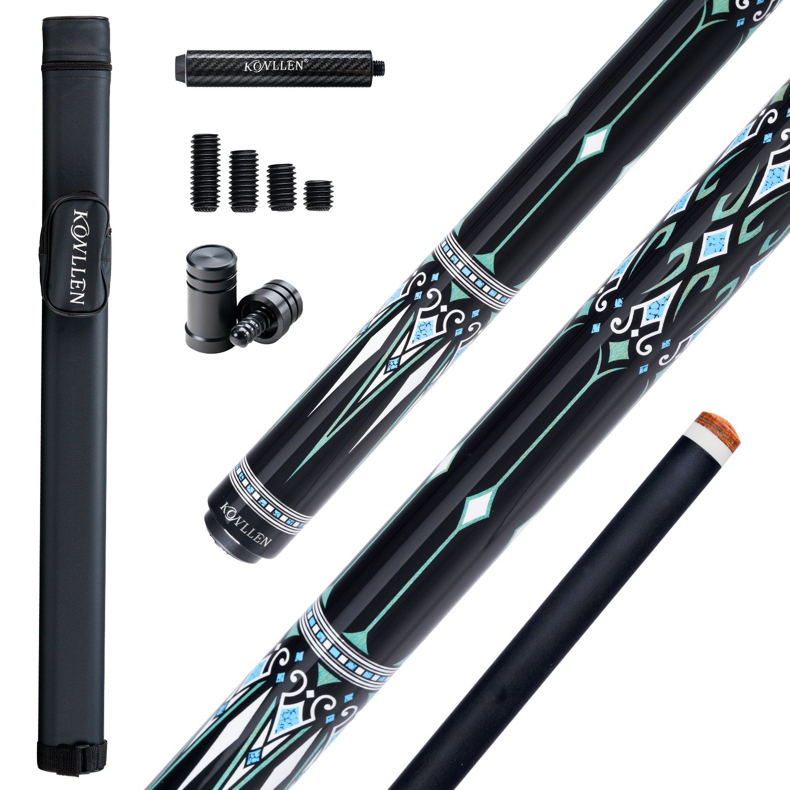 Konllen Kaleidoscope Series – Glacier / No Wrap Pool Cue – AK-15WBF - 12.5mm