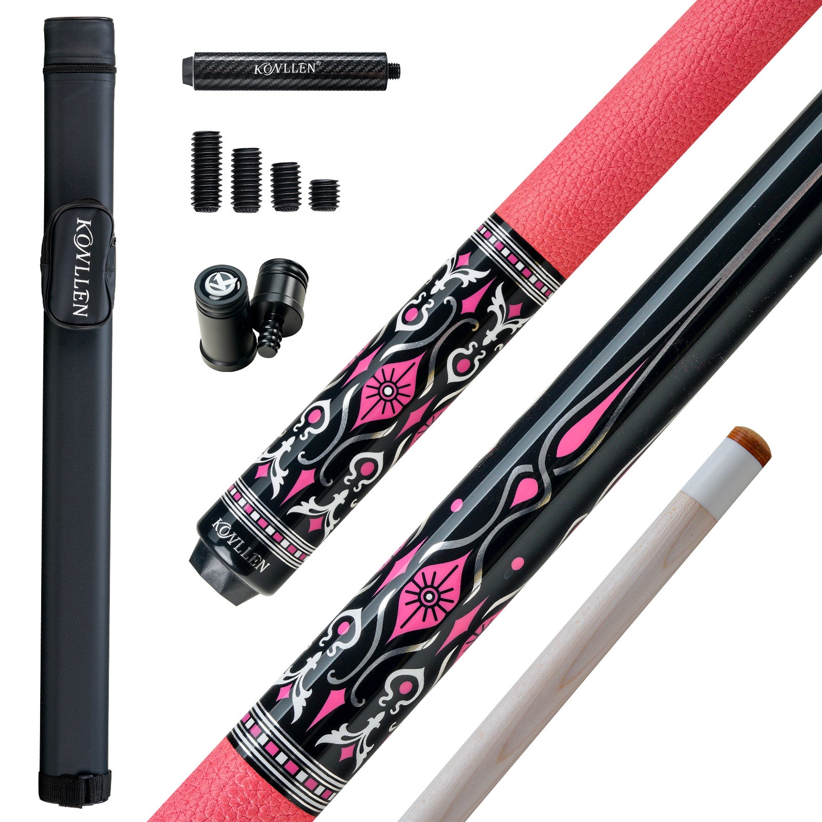 Konllen Blossom Series – Florelia / Lychee-grain Cowhide Grip Pool Cue – AK-02PF