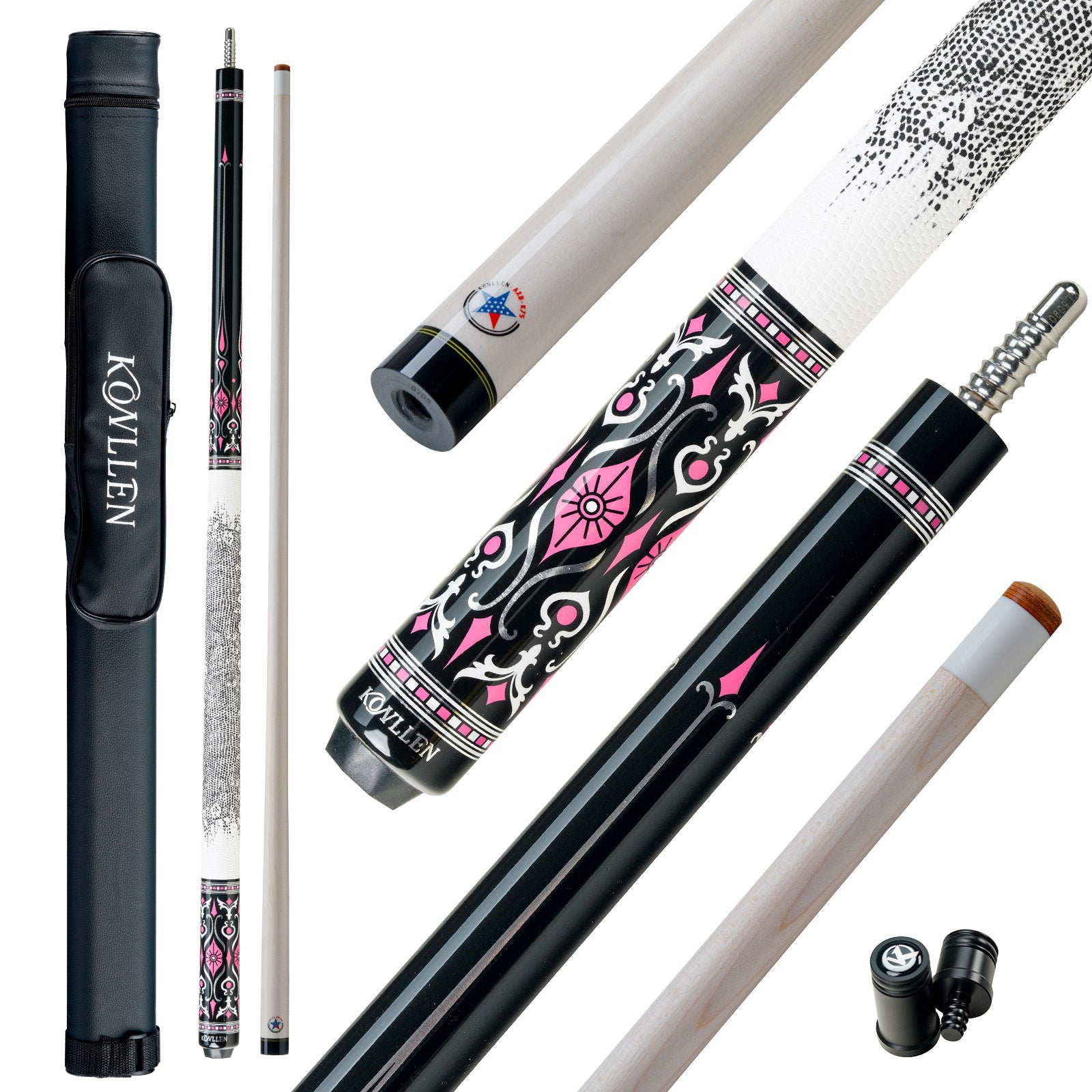 Konllen Blossom Series – Florelia / Lizard-grain Cowhide Grip Pool Cue – AK-02WF