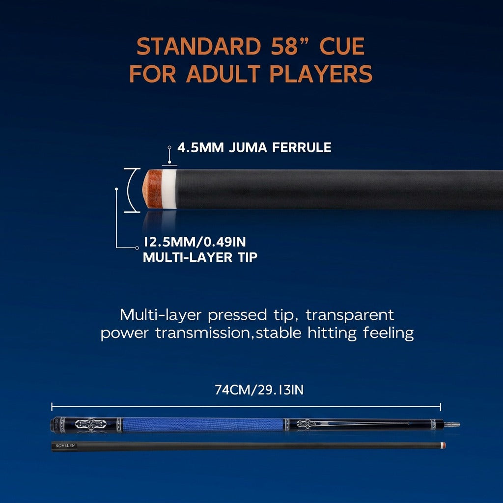 Konllen Spectra Series – Navy Sapphire Blue Pool Cue – AK-04F - 12.5mm