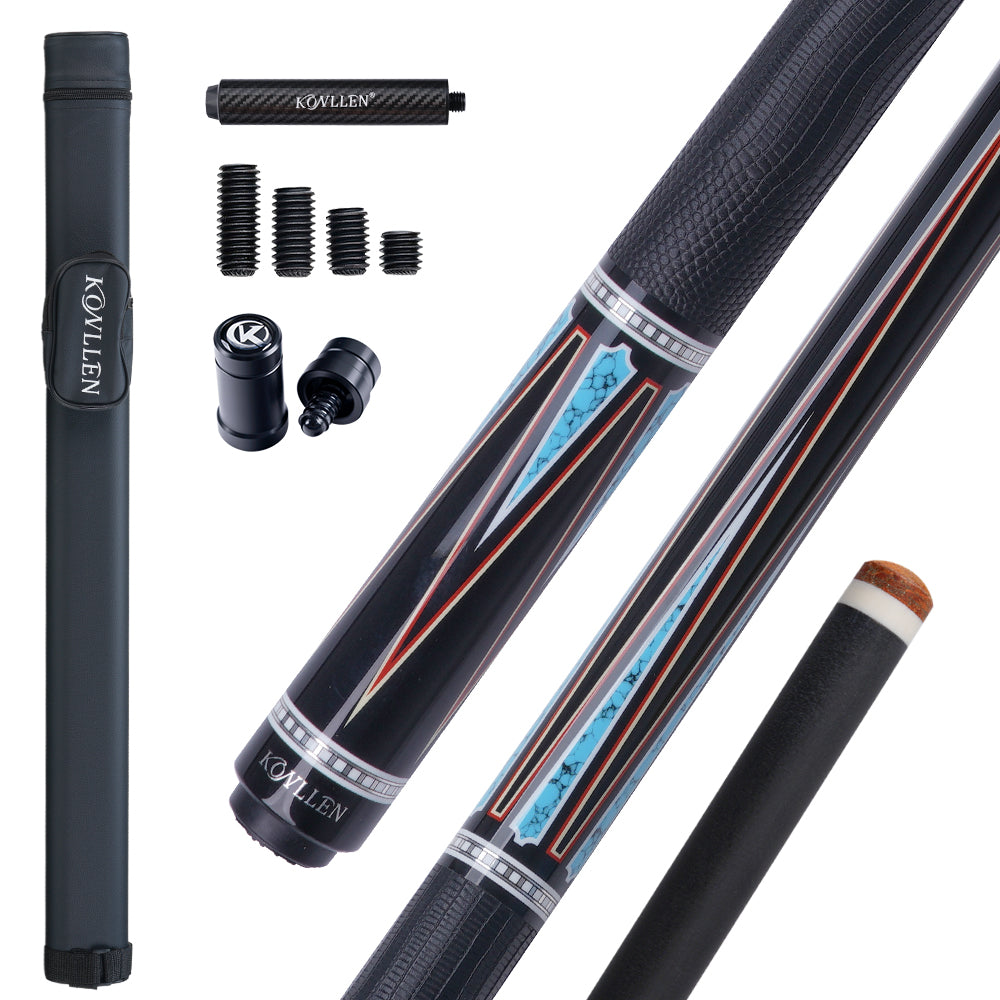 Konllen Spectra Series – Midnight Black / Celestial Blue Pool Cue – AK-08F - 12.5mm