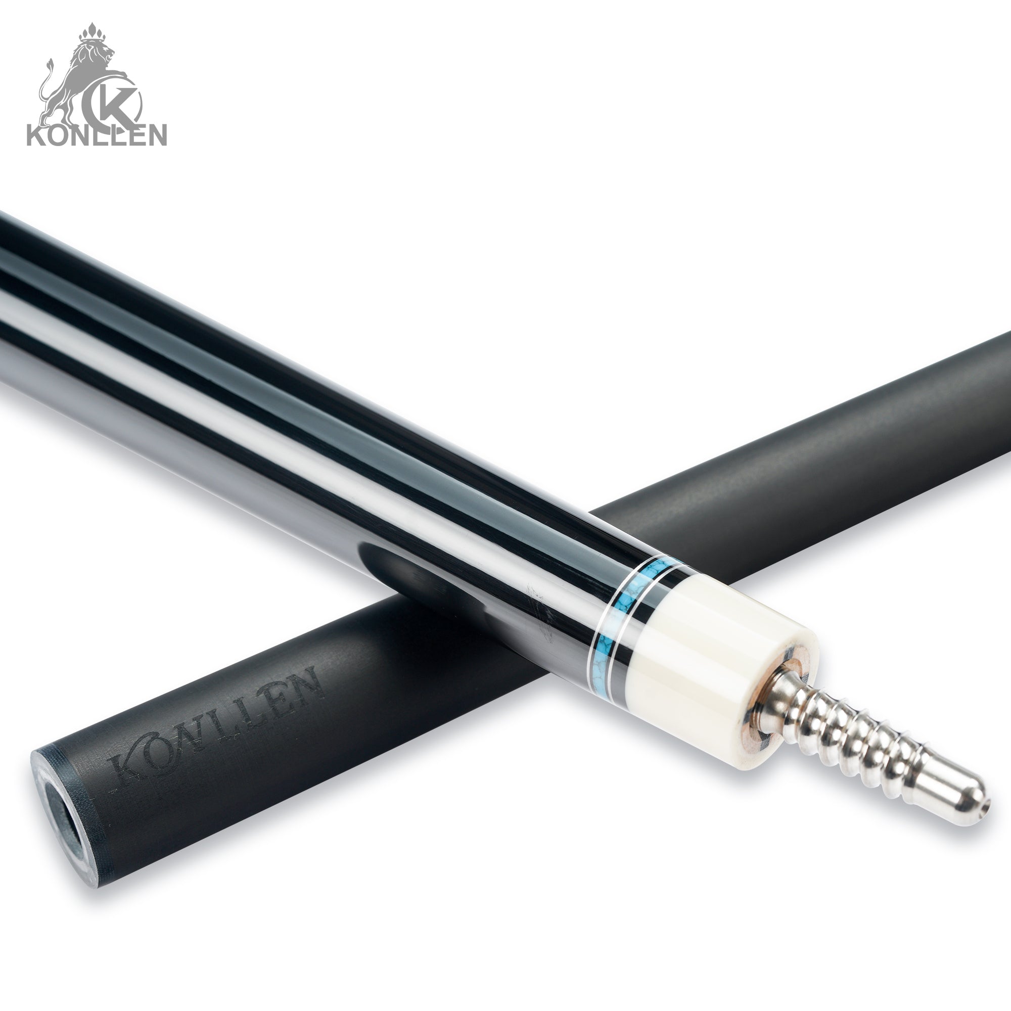 KONLLEN BK75-12Fe Low Deflection Carbon Fiber Pool Cue Ebony Handmade Inlay - Elephant Ear Pattern