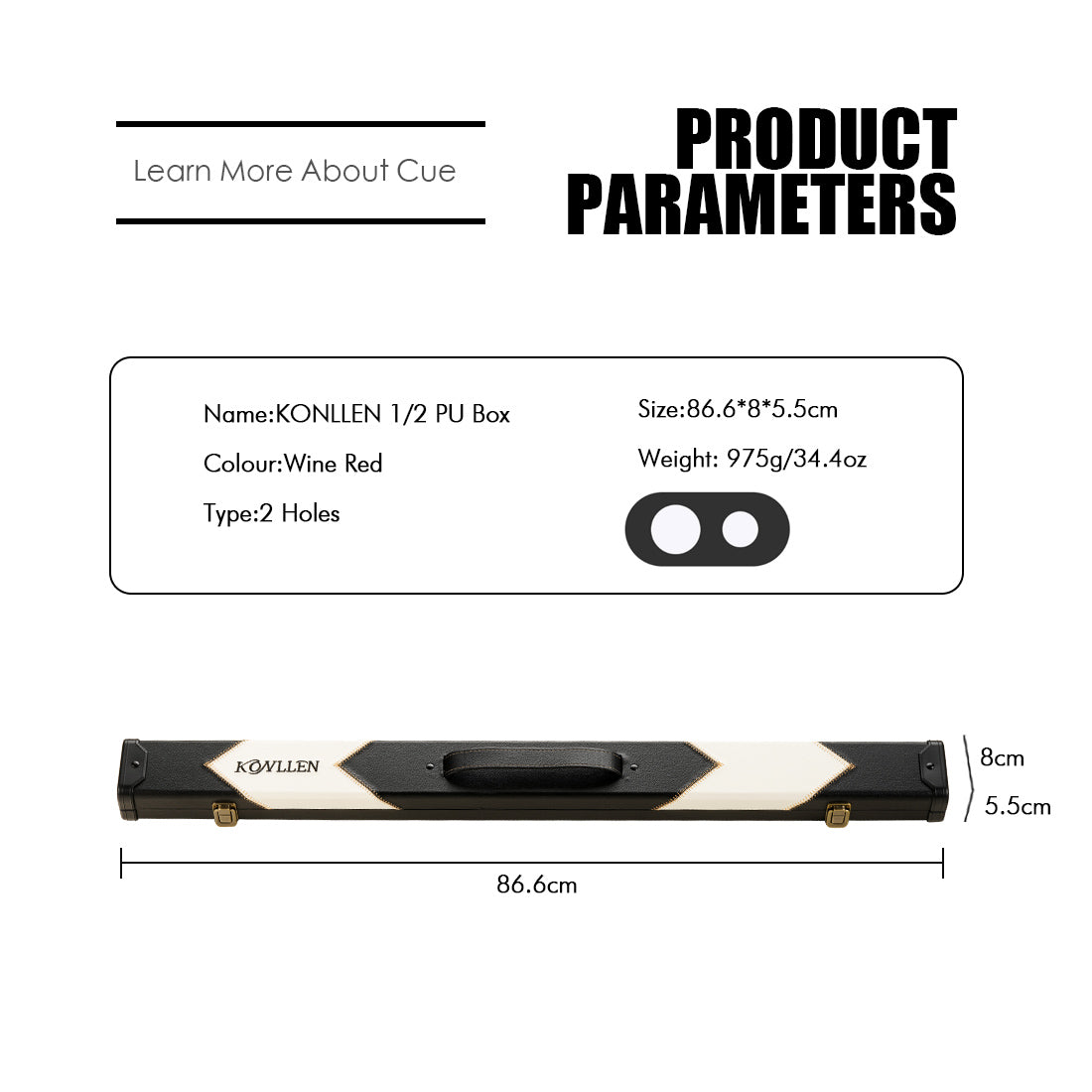 PU blackwhite hard wooden box - 1 Butt x 1 Shaft