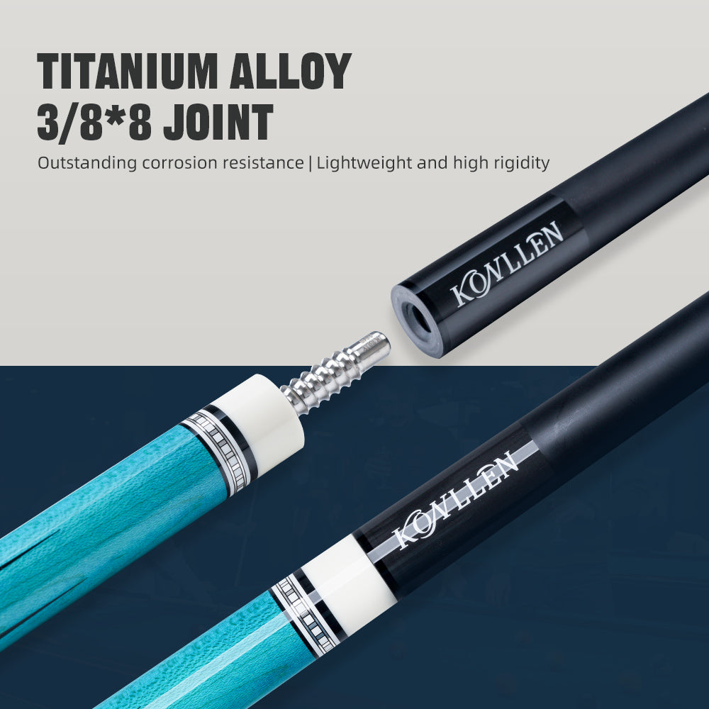 Konllen Spectra Series – Glacier White / Lake Blue Pool Cue – AK-05F