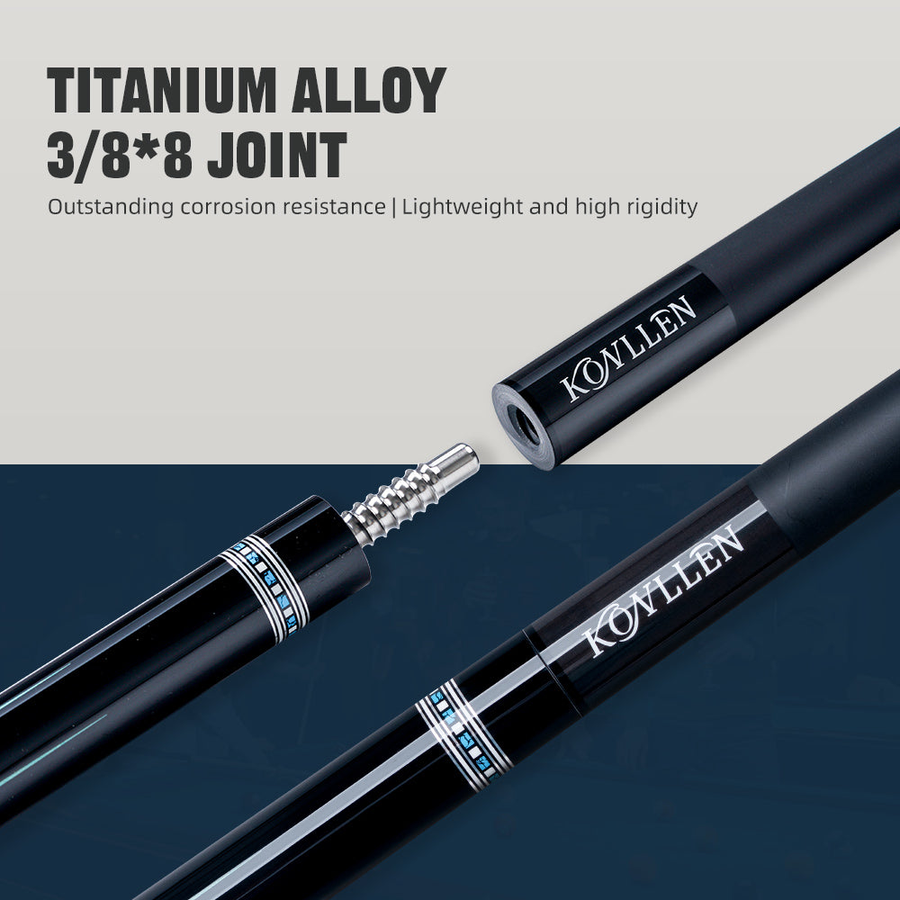 Konllen Kaleidoscope Series – Glacier / Lizard-grain Cowhide Grip Pool Cue – AK-15WF