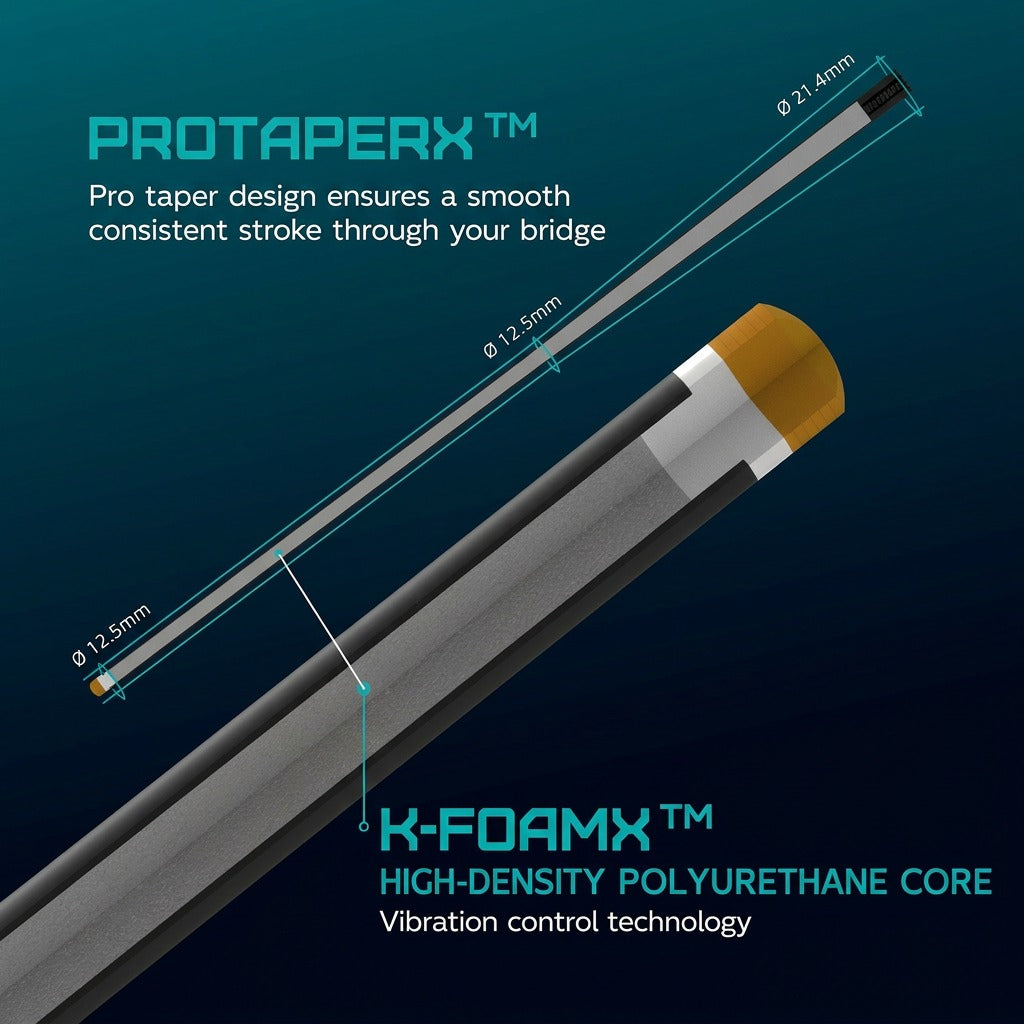 Konllen Kaleidoscope Series – Glacier / No Wrap Pool Cue – AK-15WBF - 12.5mm