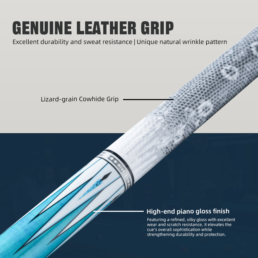 Konllen Spectra Series – Glacier White / Lake Blue Pool Cue – AK-05F