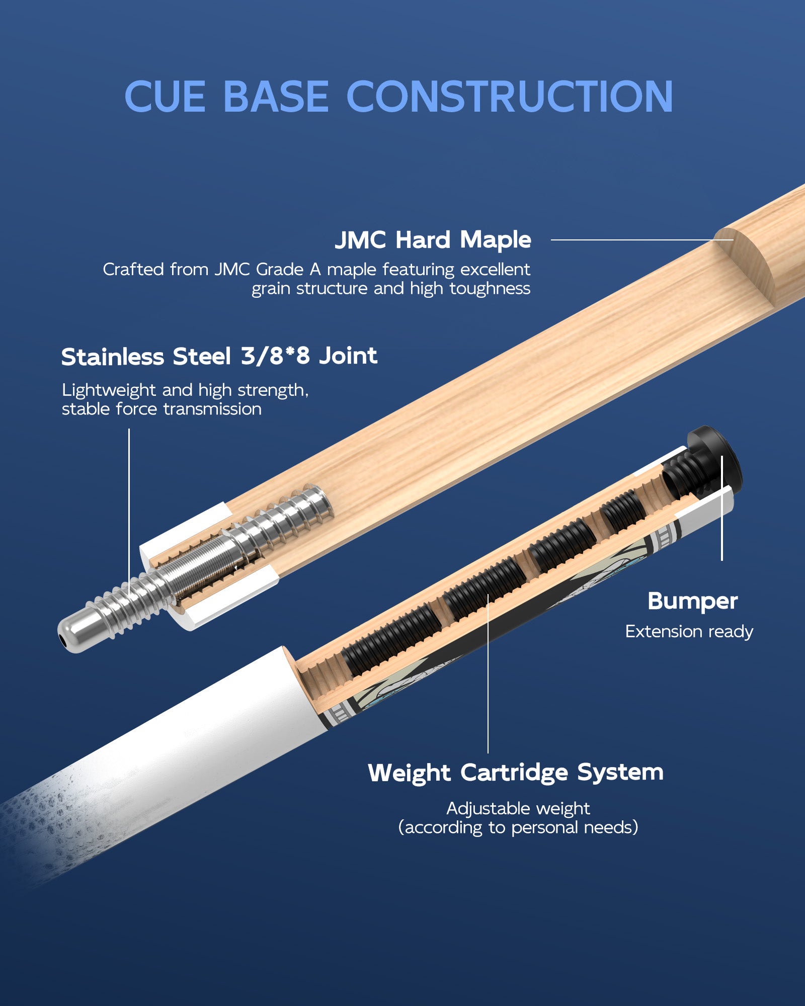 Konllen Snow Leopard Series 1 Pool Cue – AK-D1 - 10.5mm / 11.5mm /12.2mm