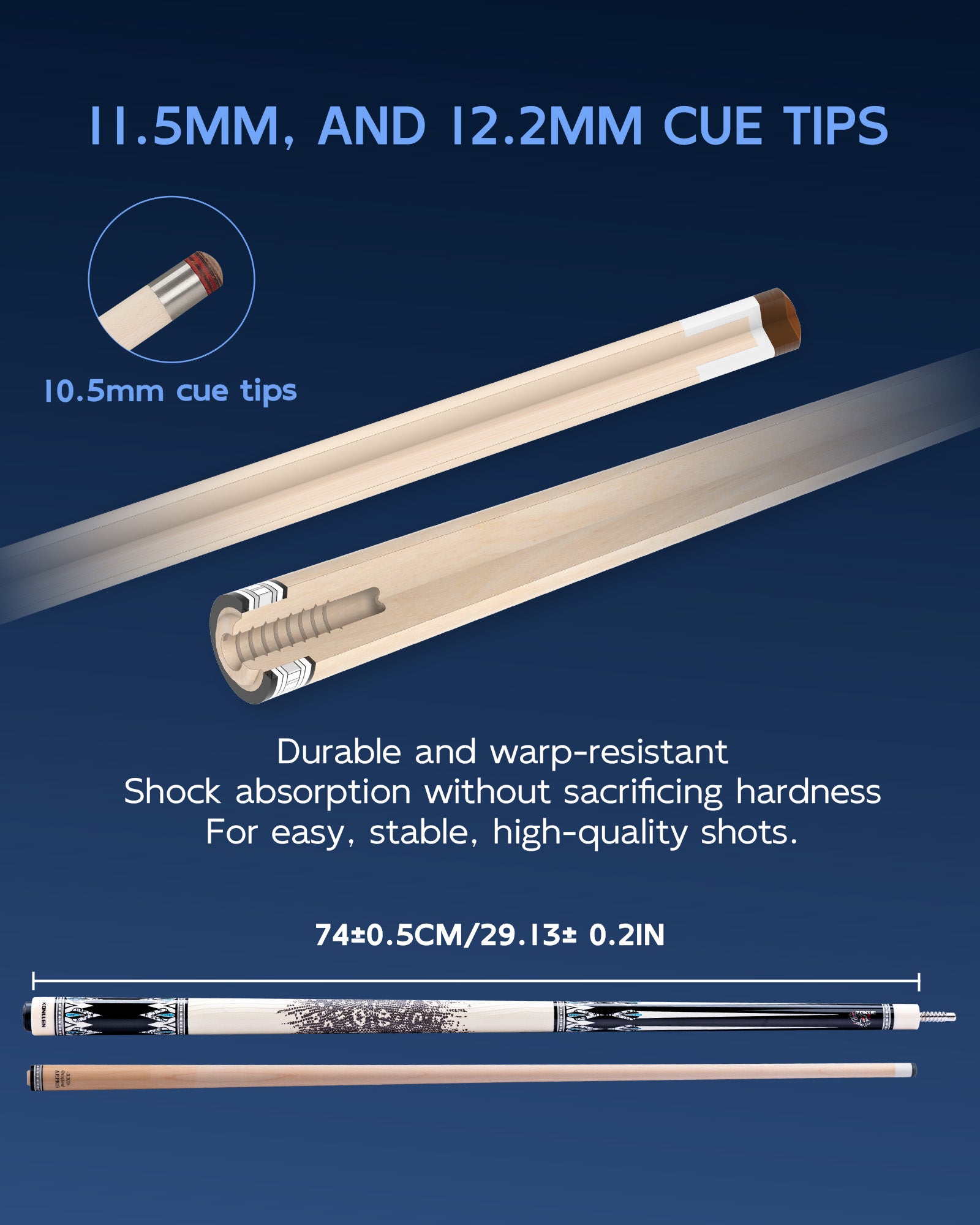 Konllen Snow Leopard Series 2 Pool Cue – AK-D2 - 10.5mm / 11.5mm /12.2mm