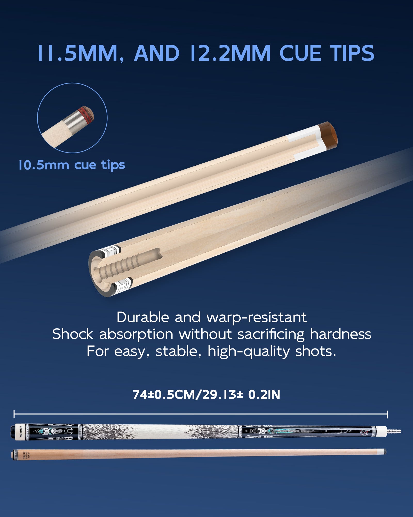 Konllen Snow Leopard Series 3 Pool Cue – AK-D3 - 10.5mm / 11.5mm /12.2mm