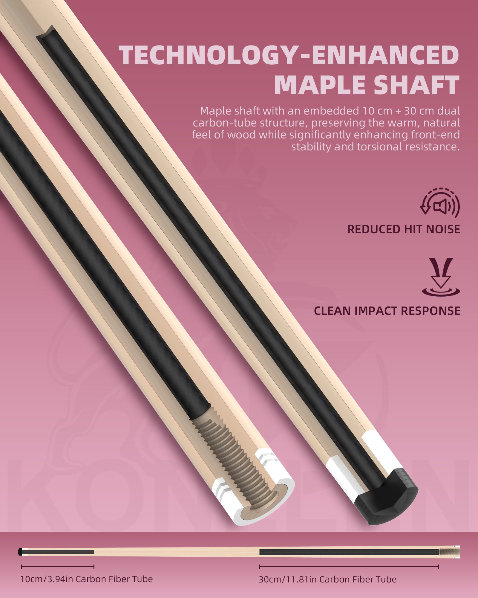Konllen Blossom Series – Clover / Lizard-grain Cowhide Grip Pool Cue – AK-P2