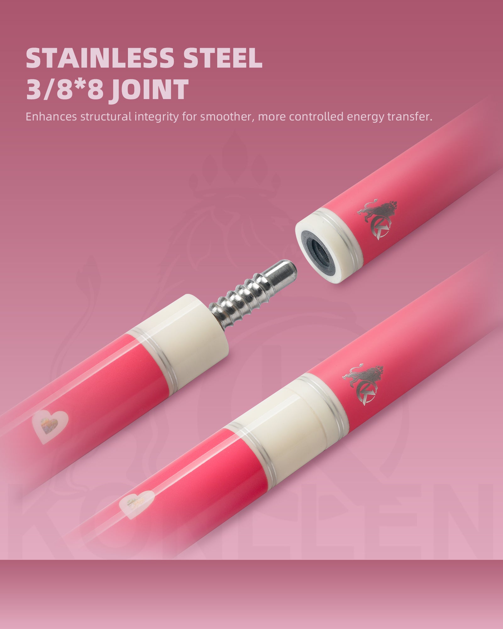 Konllen Blossom Series – Clover / Elephant Ear Pattern Cowhide Grip Pool Cue – AK-P3W