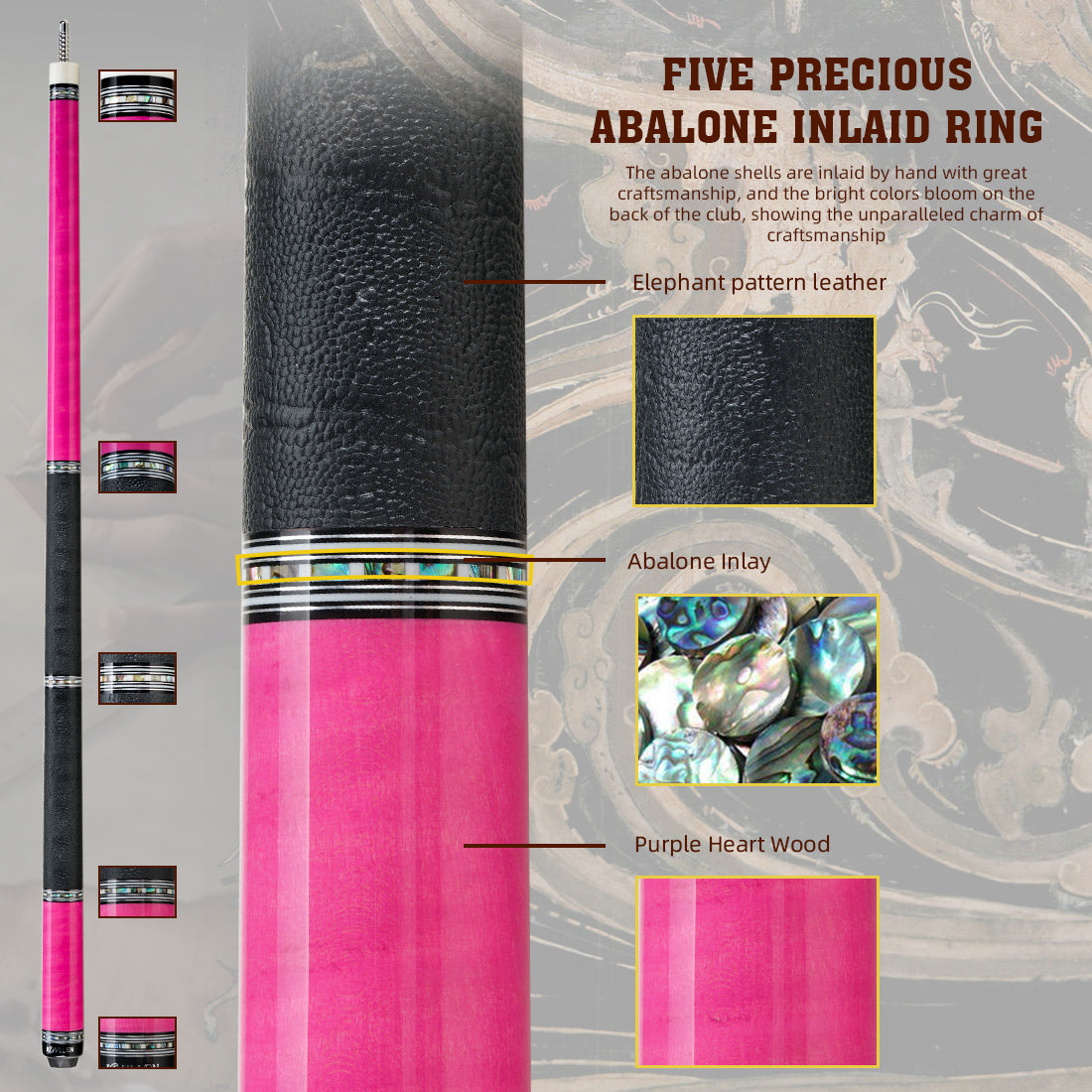 AXA-H1F (Tiger wood dyed pink)