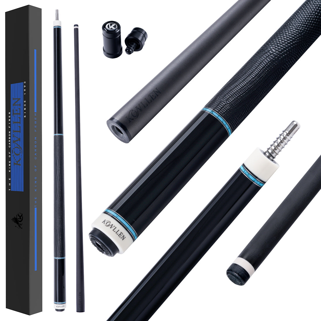 KONLLEN AMGシリーズ プールキュー 74cm Konllen Spectra Series – Midnight Black / Granny Smith Pool Cue