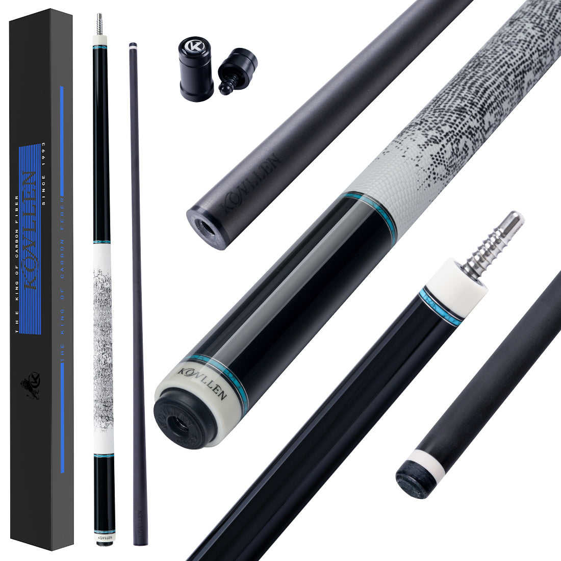 Konllen BK75-12WF ( ebony ) - Blue Turquoise Inlay - 11.8mm / 12.5mm
