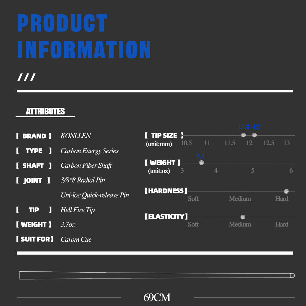 Konllen Single Carom Shaft 12mm