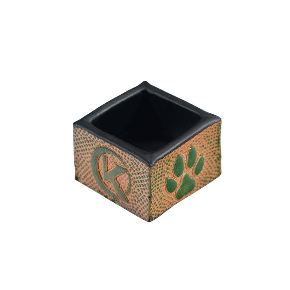 Single Square Vegetable Tanned Leather Chalk Box