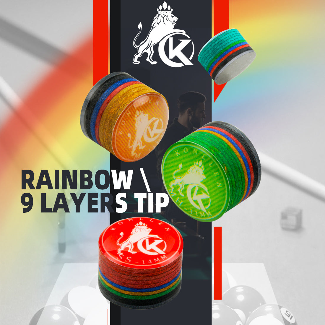 KONLLEN 9 Layers Rainbow Tip With Clear